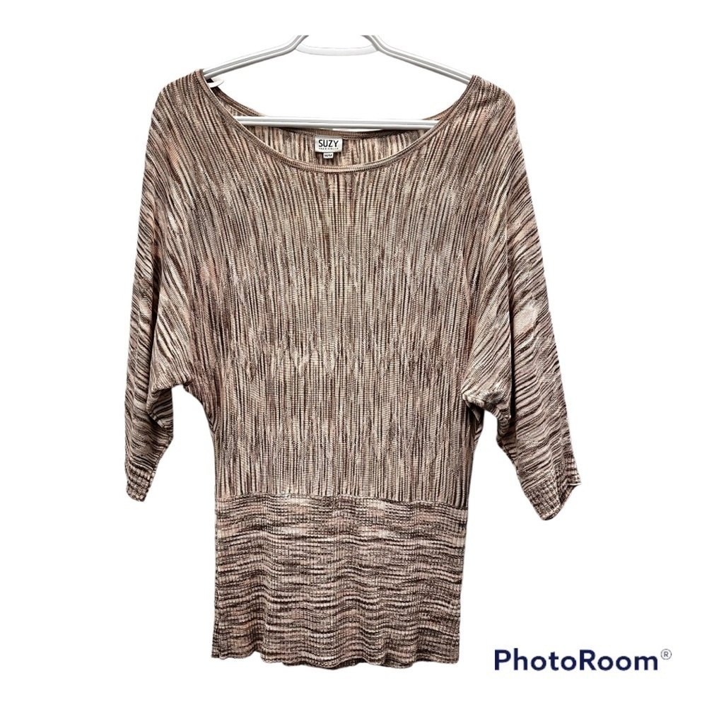 SUZY Shier dusty rose striated top size medium